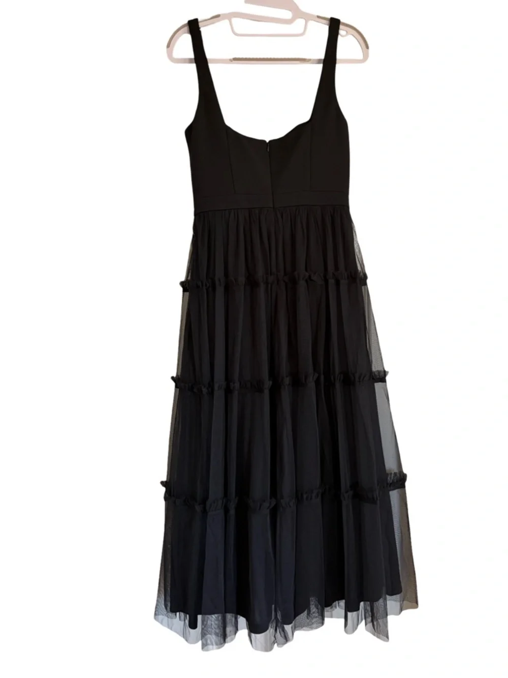 Adrianna Papell NWT Knit And Mesh Midi Dress Black Size 4 - Picture 2 of 5